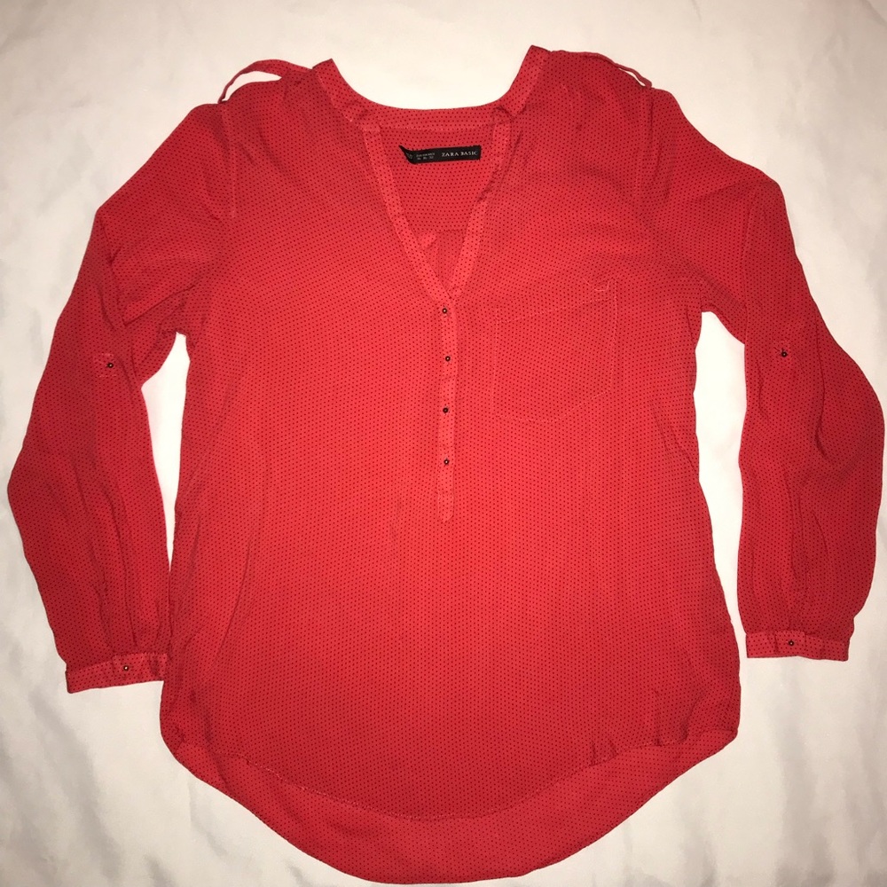 Zara basic polka dot top XL 3/4 sleeve
